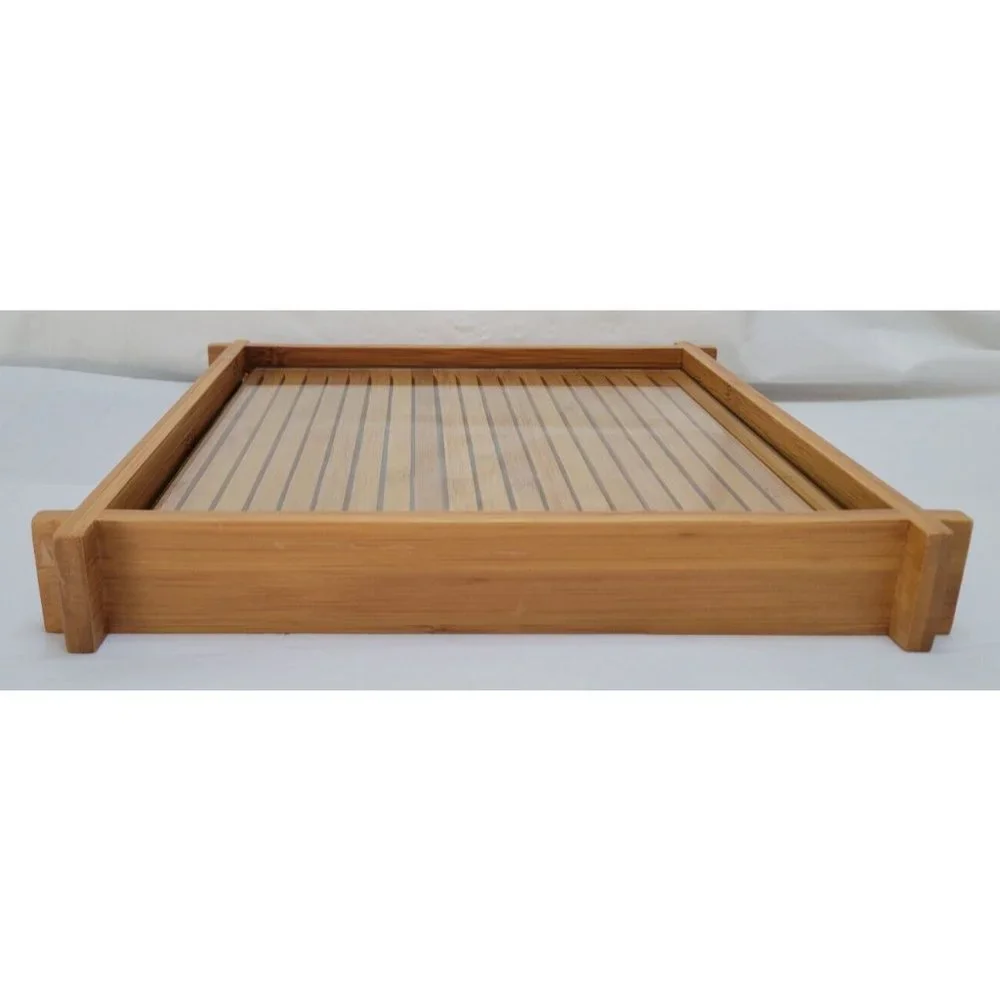 PartyLite Bamboo Wooden Tray Holder with Mint Green Box - Picture 4 of 15